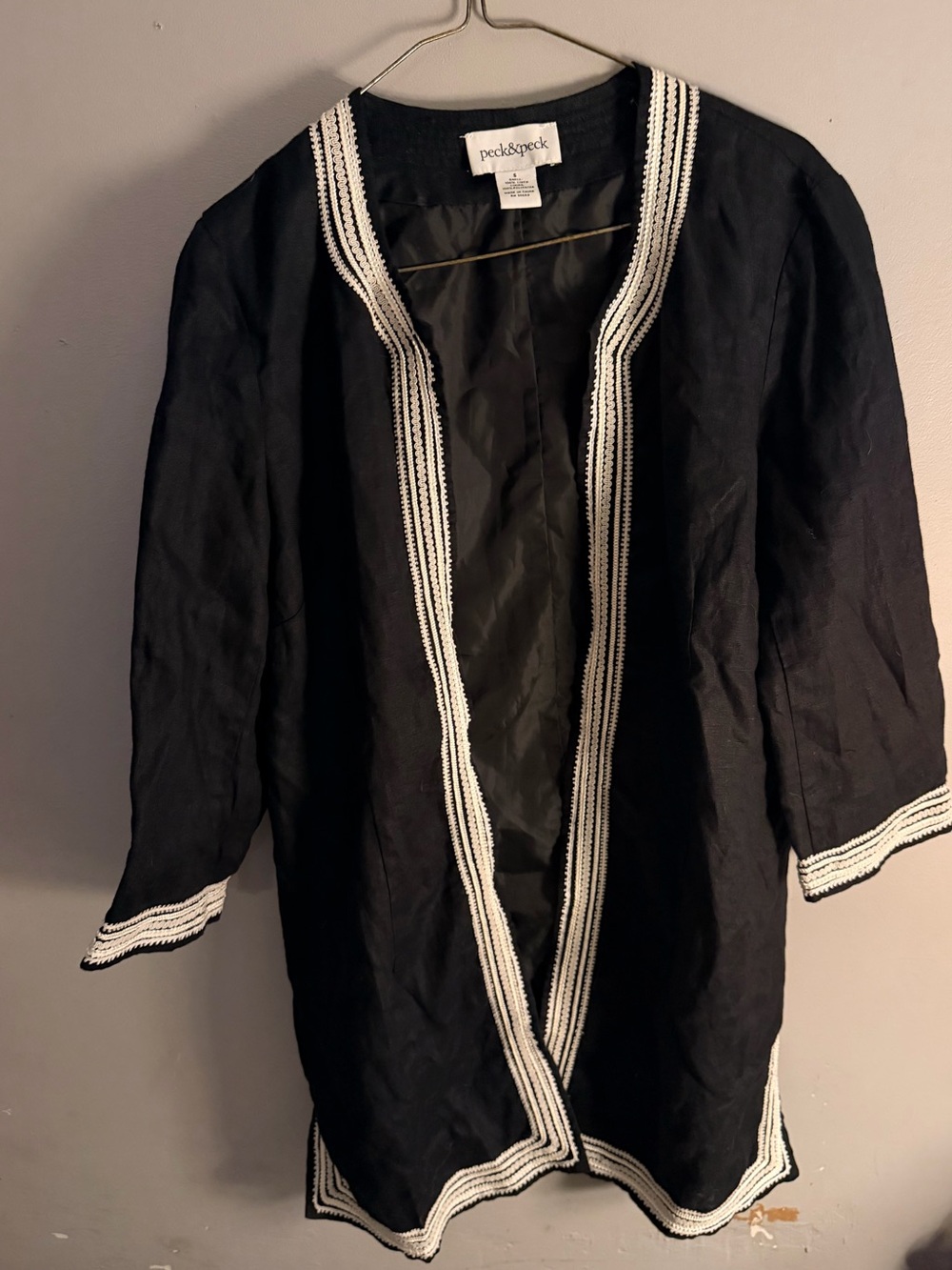 Peck & peck linen sweater embroidered cardigan